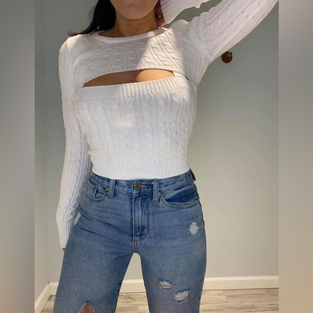 🖤🤎🤍WORN ONCE ACOA CABLE KNIT TANK/SHRUG SET🤍🤎🖤